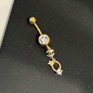Gold CC Fashion Belly Button Ring Body Jewelry